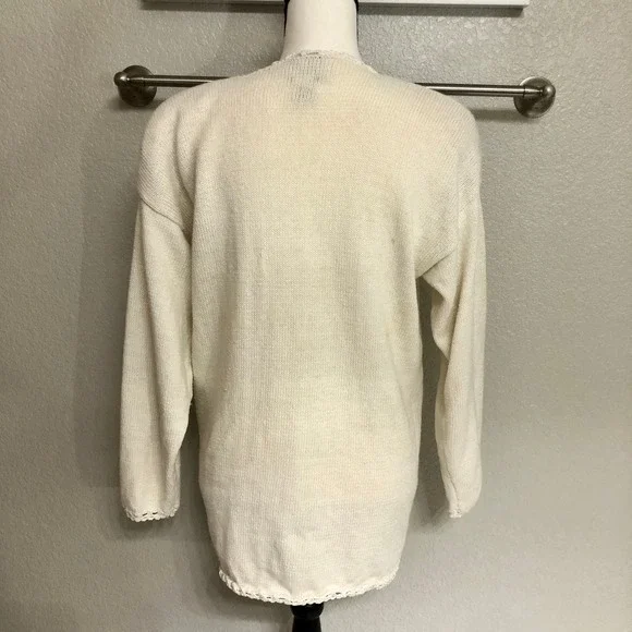 Cervelle Sweater Medium Cute Off White 90s Vintage V-Neck Cardigan Grandma Cozy - Picture 6 of 10
